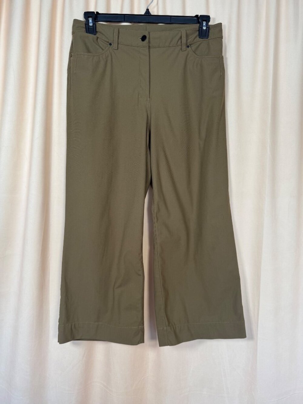 Lululemon City Sleek Wide Leg High Rise 7/8 Pants Womens 31 Green Sweat Wicking
